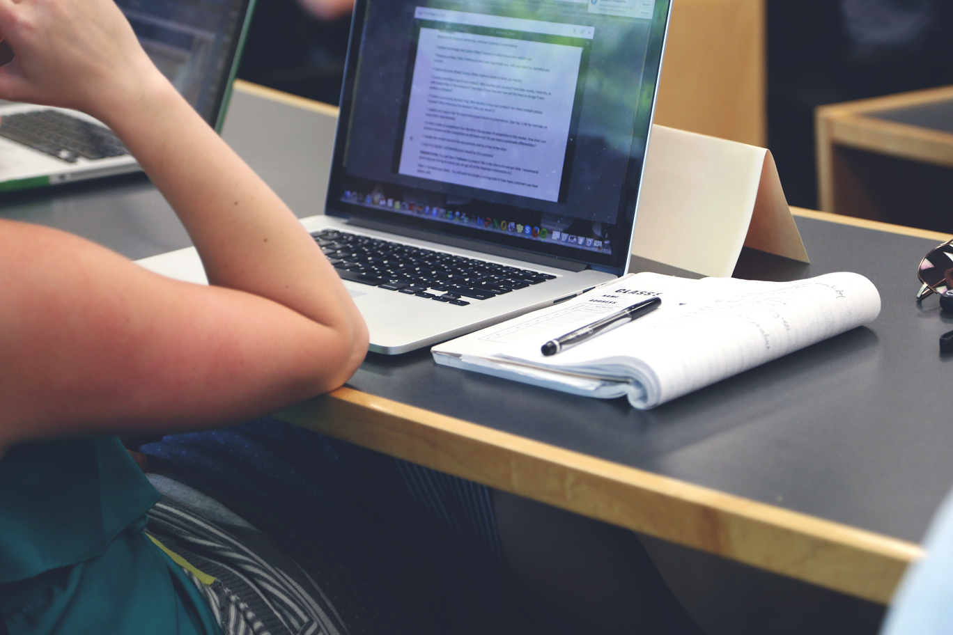 Student looking at laptop screen